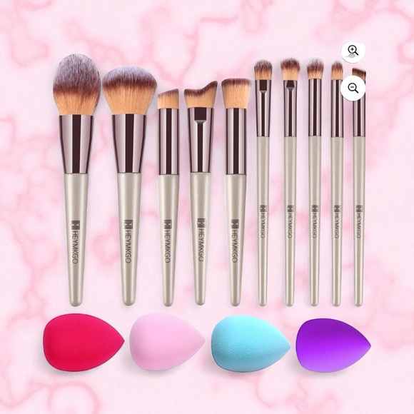 Other - Makeup Brush Set | 10 Brushes + 4 Sponges | Professional Beauty Tools